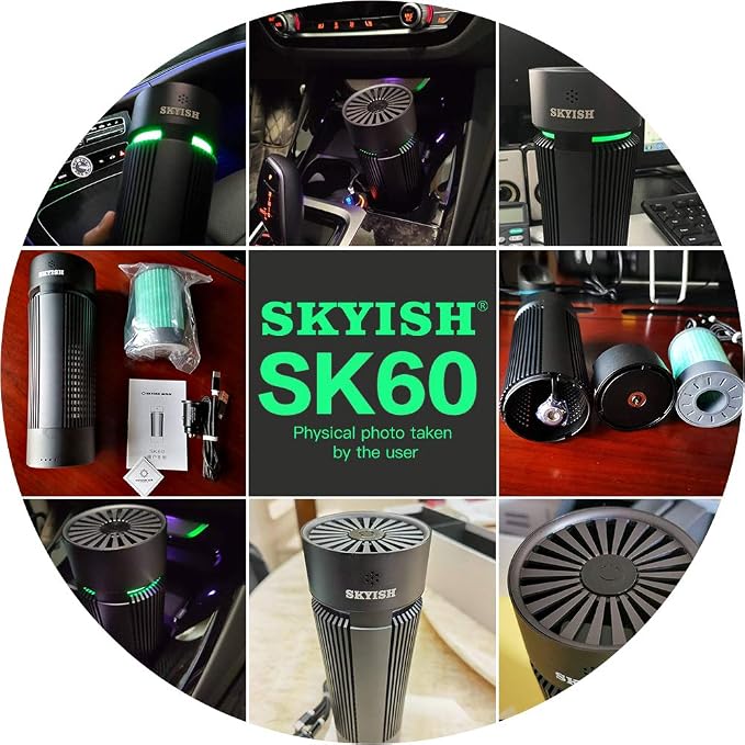 Air Purifier, True HEPA Filter, Auto Control plus Air Quality Monitor, Quiet in Car/Home, Three Purification Modes（SK-60）