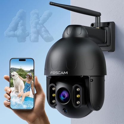 FOSCAM 4K/8MP Security Camera Outdoor, 4X Optical Zoom AI Human/Vehicle Detection,165FT Color Night Vision, 120dB Siren, IP66