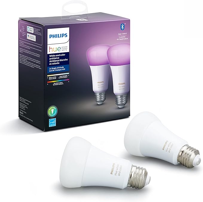 Philips Hue Smart 60W A19 LED Bulb - White and Color Ambiance Color-Changing Light - 2 Pack - 800LM & Nintendo Switch Pro Controller