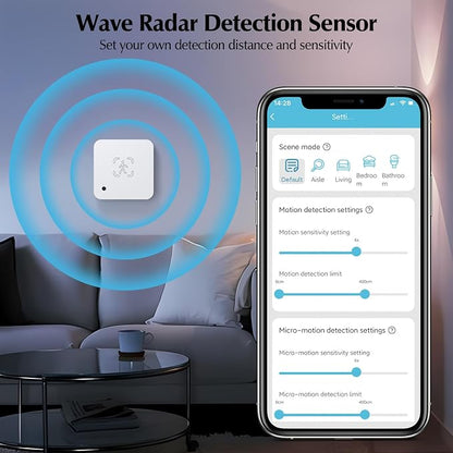 eMylo WiFi Presence Sensor Millimeter Wave Radar No Hub Motion Detector | 24/7 Human Presence and Motion Detection for Home or Business with mmWave Radar, App Monitoring(2.4 GHz Wi-Fi Required)