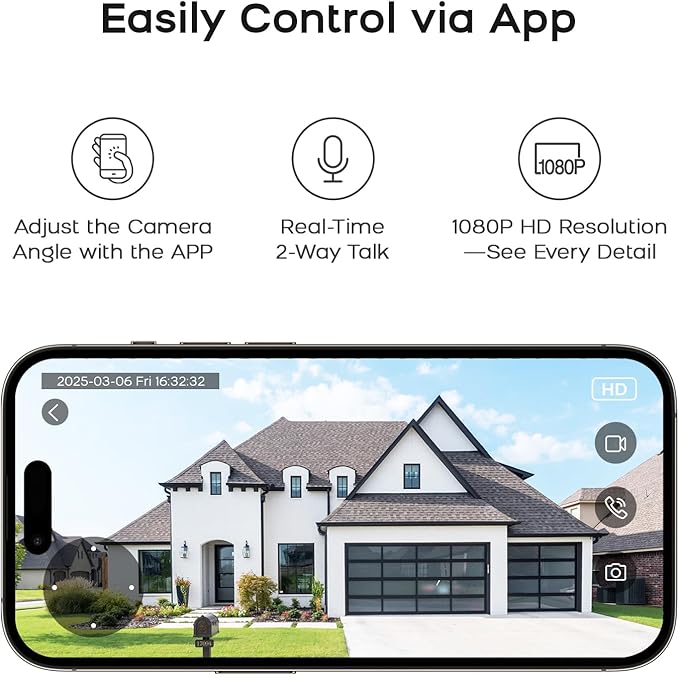 Camera Security Outdoor Wireless 2K Cameras for Home Security 2-Way Audio Color Night Vision Home Security Camera Human Auto Tracking with Solar Panel Battery Powered SD/Cloud Storage(T22)