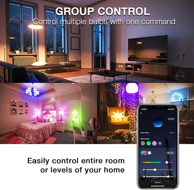 DAYBETTER WiFi Color Changing Smart Bulbs, Alexa & Google Home Compatible, Music Sync, A19/E26 9W 810LM Smart Home Lighting, 2 Pack