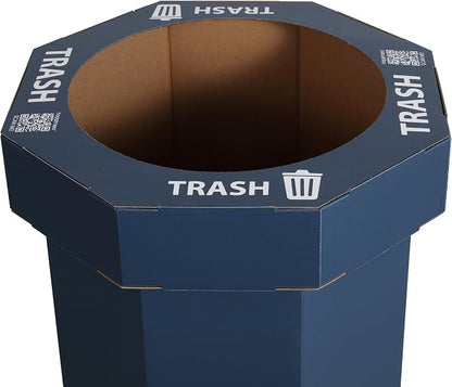 happimess Fleur 25 Gal Trash Can Bin, Denim Blue, Set of 2
