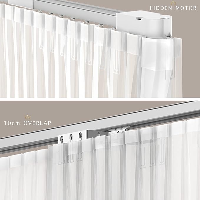 Quoya QL600 Motorized Smart Electric Curtain Track with Remote – Hidden Brackets, Automatic Curtain Opener, Compatible with Alexa, Google Home & Siri – App & Voice Control – up to 9.8 ft / 118 in