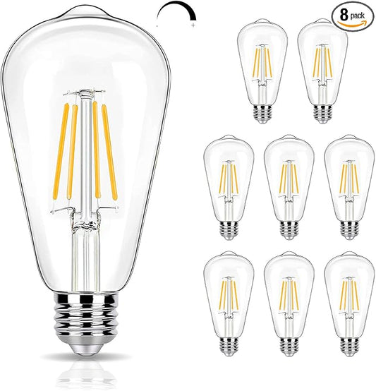 8 Pack Dimmable LED Edison Bulbs 40W Equivalent, 4W ST19 LED Light Bulbs for Ceiling Lighting Fixtures, 90 CRI, 450LM, E26 Base, 2700K Soft Warm White