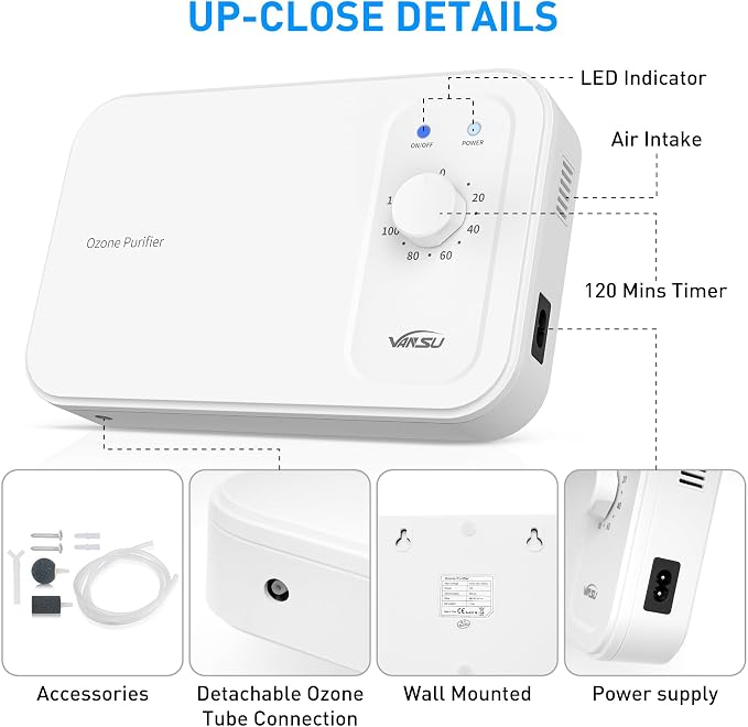 Multipurpose 800mg/h Ozone Machine,Ozone Bubbler for Purifying Water and Air,Portable Water Ozonator for Food F&V Home Hunting Cold Plunge Bathroom