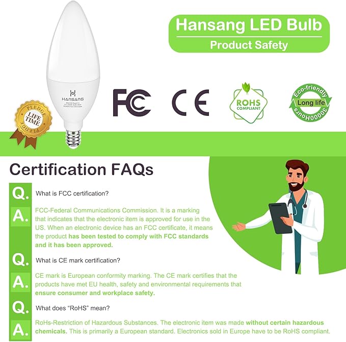 E12 LED Light Bulbs 4000K Natural Daylight, 60W Type B Light Bulb for Chandelier, Small Candelabra Base, B11 Ceiling Fan Light Bulbs, 5W, 500LM, 4 Pack, Non-dimmable