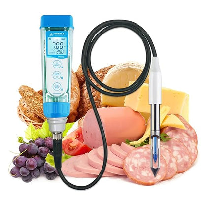 Apera Instruments PH60Z-MT Smart Handheld pH Meter Tester Kit for Raw or Frozen Meats with LabSen 765 pH/Temp. Blade Spear Electrode