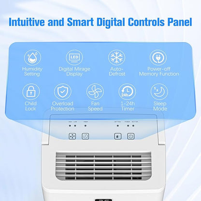 DEVERSE Max 25 Pints Dehumidifier for Home/Bedroom/Basement, 3000 Sq.Ft Coverage, with Drain Hose, Smart Humidity Control & Large Tank