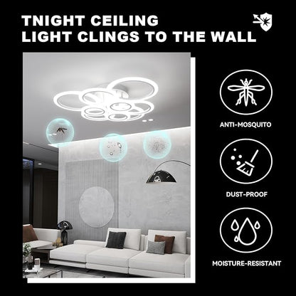 120W 9 Ring Flush Mount Ceiling Light Dimmable for Living Dining Bedroom | Remote & Smart App, 2800K-7000K Dimmable, Modern Ceiling Lamp for Indoor Home Decoration