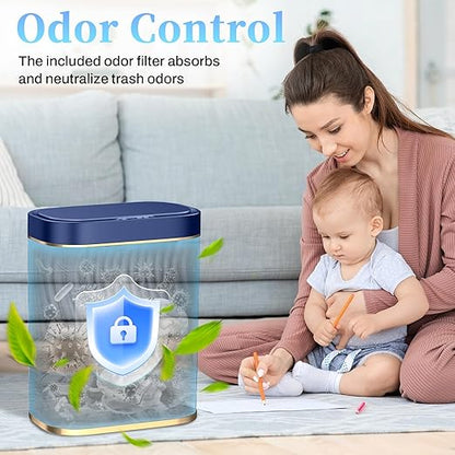 Ogikey Bathroom Small Trash Can with Automatic Touchless Lid, 2.6 Gallon Smart Garbage Can Narrow Waterproof Trash Bin for Bedroom, Office, Living Room