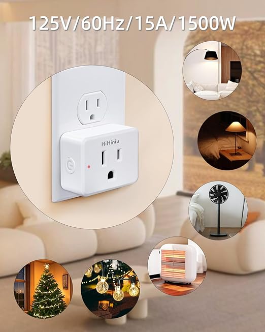 Wireless Remote Control Electrical Outlet Plug Switch for Lights, Fans, Christmas Lights, Home Appliance, 300 ft Long Range White Mini On Off Power Switch, 15A/1500W, 1 Remote + 1 Outlet