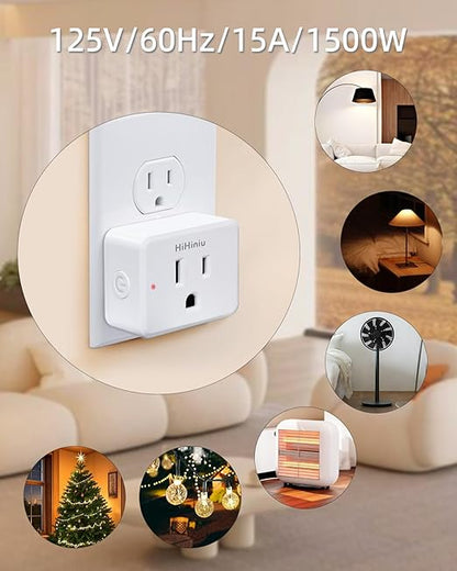 Wireless Remote Control Electrical Outlet Plug Switch for Lights, Fans, Christmas Lights, Home Appliance, 300 ft Long Range White Mini On Off Power Switch, 15A/1500W, 1 Remote + 1 Outlet