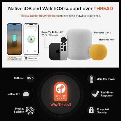 ThorBolt X3 Smart Home Key Keyless Entry Fingerprint Door Lock, Silver | with Apple Home Key, 8xAA Alkaline Batteries, Works with HomeKit Over Thread, 5 Ways to Unlock, IP65 Weatherproof