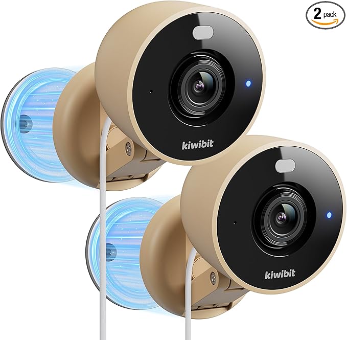 Kiwibit 2K Security Camera Indoor/Outdoor, Pet Camera, Baby Monitor, Magnetic Mount, AI Detection, Color Night Vision, SD & Cloud Storage, Compatible with Alexa, 10FT Extra-Long Cable