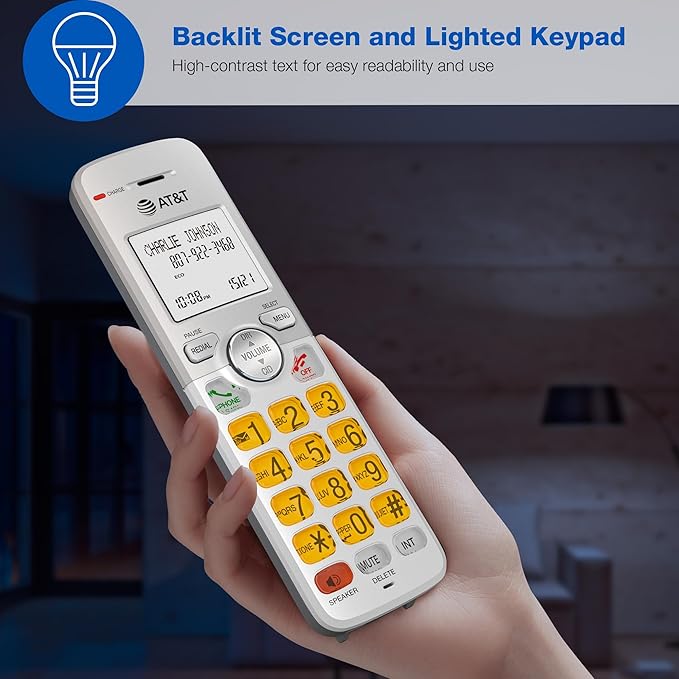 AT&T EL51503 DECT 6.0 5-Handset Cordless Phone with Simulated Full-Duplex Speakerphone, Backlit LCD Display & Lighted Keypad, Caller ID/Call Waiting, Intercom, ECO Mode