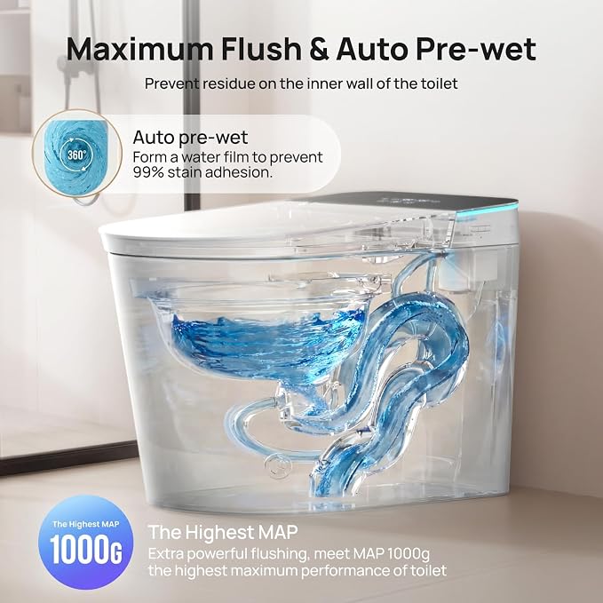 Smart Toilet with Bidet Built-in: Ultra Gentle Wash Bidet Toilet Child Mode