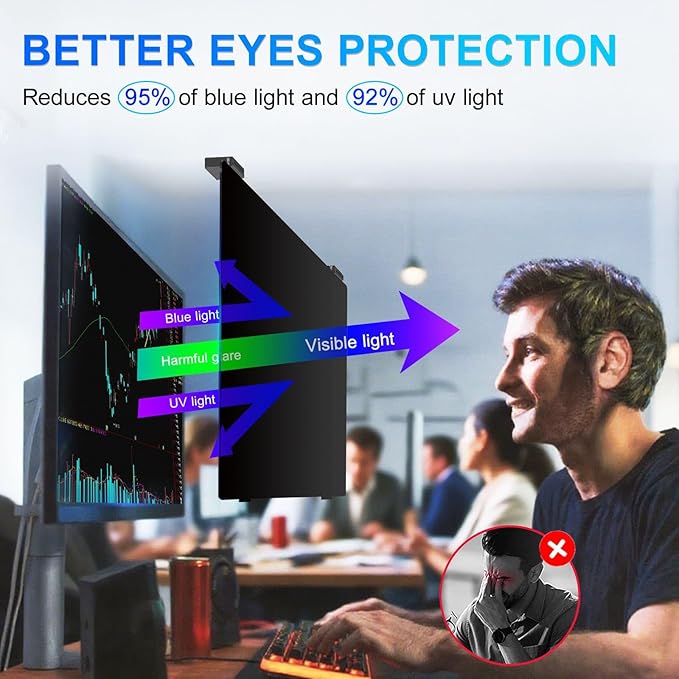 2Pack Magnetic 24 Inch Privacy Screen for Computer Monitor 16:10 Aspect Ratio, Hanging Removable Anti-Blue/Glare Protector Film, Anti Spy Desktop Security Private Filter 24in