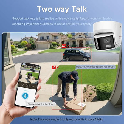 Anpviz 4K/8MP PoE Dual Lens Security Camera Outdoor 180 Degree Wide Angle