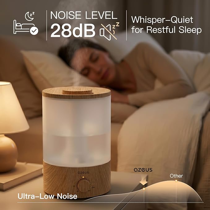 AZEUS 3.5L Cool Mist Humidifier with 7-Color Night Light, Woodgrain