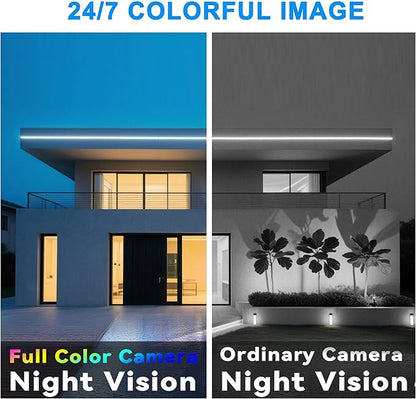 Real HD 8MP 4K PoE IP Full Color Night Vision Security Camera Outdoor, 2.8mm Wide Angle, H.265, Waterproof IP66, Metal Housing Turret Dome IP Camera, NDAA Compliant