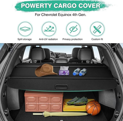 Powerty Cargo Cover for 2025 2026 Chevy Chevrolet Equinox/GMC Terrain Accessories Trunk Cover Retractable Trunk Shielding Shade Cargo Luggage Cover No Gap(NOT for Equinox EV)