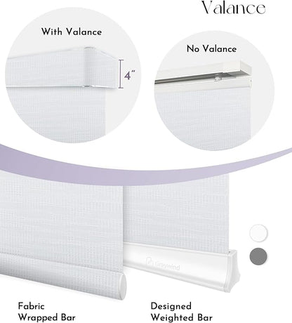 Graywind Motorized Sliding Panel Blinds Light Filtering Compatible with Alexa Google Smart Custom Panel Track Blinds Remote Control for Patio Sliding Door (Dimout Jacquard White)
