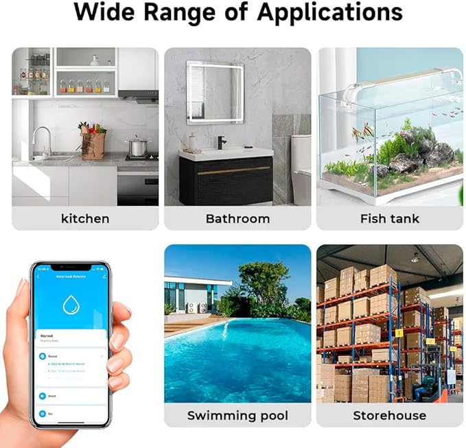 Zigbee Water Leak Sensor, Require Zigbee Hub, Tuya Water Leak Detector for Alarm System and Smart Home Automation for Kitchen Bathroom Compatible with Alexa Google Home (4)