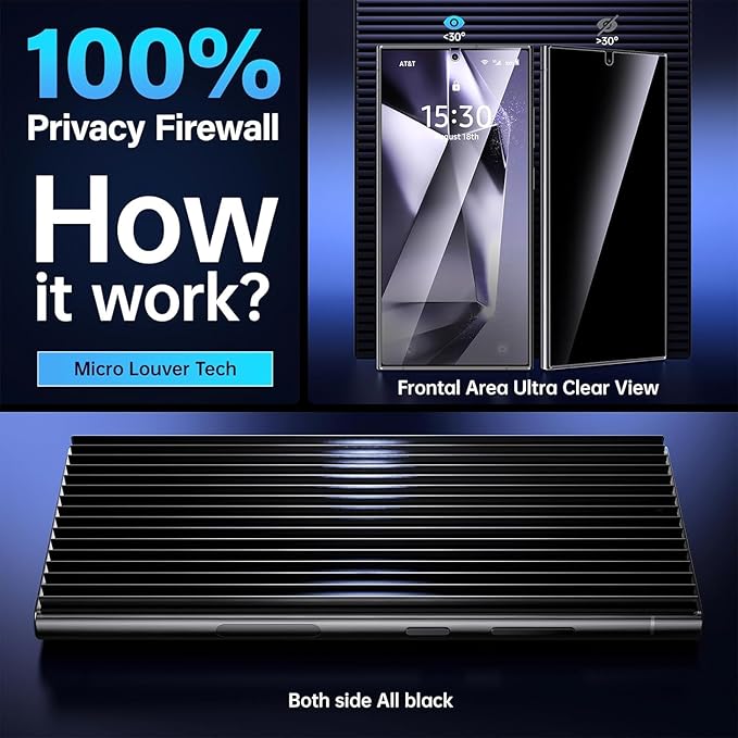 X-it for Samsung Galaxy S23 Ultra/S22 Ultra Screen Protector Privacy [Auto Alignment/Dust Removal],Bubble-Free,[100% Ultrasonic Fingerprint ID] Easy Installation Full Coverage Anti-Spy [Non-Glass] 2 Packs