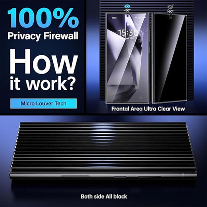 X-it for Samsung Galaxy S23 Ultra/S22 Ultra Screen Protector Privacy [Auto Alignment/Dust Removal],Bubble-Free,[100% Ultrasonic Fingerprint ID] Easy Installation Full Coverage Anti-Spy [Non-Glass] 2 Packs