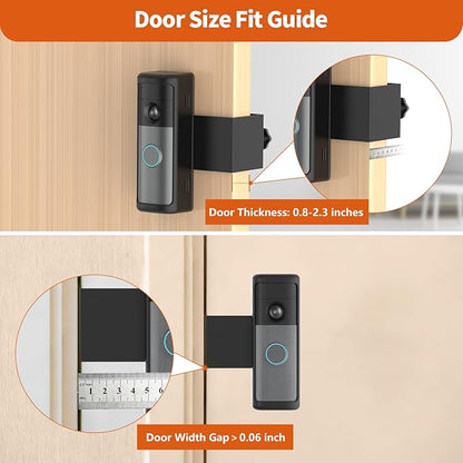 No-Drill R-ing Doorbell Mount with Rain Cover, Anti-Theft Door Bracket Compatible with Ring/Other Battery Doorbell/Plus/Pro(2026 Newest Model),Quick Install Doorbell Camera Holder for Rental Apartment