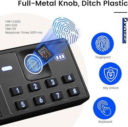 XDeer Biometric Safe with Fireproof Waterproof Bag, 1.09 CuFt Small Safe | Fingerprint Safe with Backlit Keypad and LED Light, Money Safe Box for Cash, Jewelry, and Documents, Removable Shelf