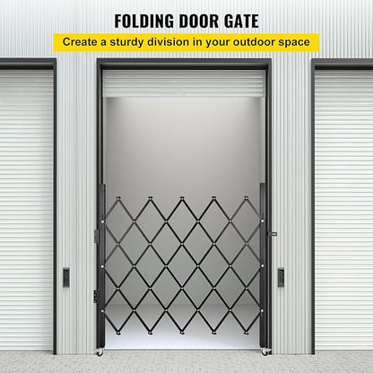 VEVOR Single Folding Security Gate, 61" H x 71" W Folding Door Gate, Steel Accordion Security Gate, Flexible Expanding Security Gate, 360° Rolling Barricade Gate, Scissor Gate/Door with Padlock