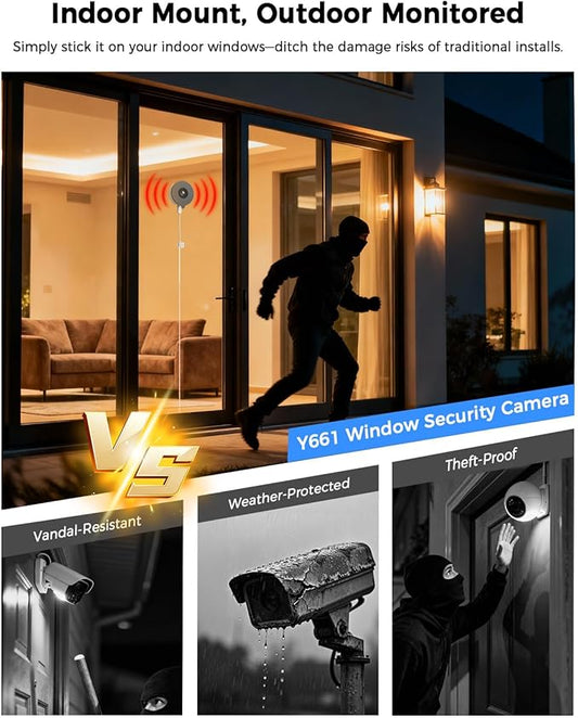 3MP 2K Window Camera, 5G & 2.4GHz WiFi Indoor Camera for Home Security with AI Color Night Vision, 24/7 Recording, Motion Detection, Easy & Quick Window Mount for Outdoor Monitoring