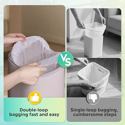 WLIVE 3.2 Gallon / 12 Liter Automatic Bathroom Trash Can, Motion Sensor Bathroom Trash Can with Bag Fixing Ring, Quiet Small Waste Basket for Kitchen, Office, Bedroom, Living Room, White