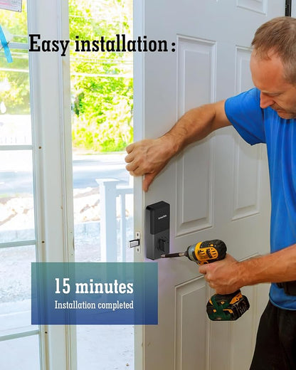 LeLoupFidele Smart Keyless Deadbolt Lock with Fingerprint for Front Door | Electronic keypad, Tuya App control, auto-lock, compact, easy install, matte black for home & Airbnb