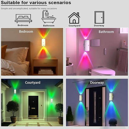 LED Wireless Wall Sconce with 7 Colors Changing, Motion Sensor Light Indoor, 1500mAh Rechargeable Battery Operated Wall Sconces for Bedroom Bedside Hallway Courtyard Doorway (White)