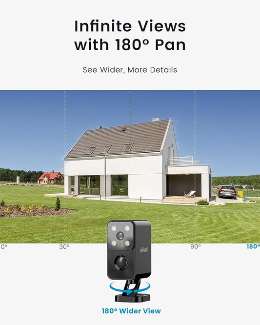 ieGeek Outdoor Camera Wireless Home Security Cameras Pan Rotating 180°, 2K Battery Powered WiFi Security Camera with AI Motion Detection, Color Night Vision, 2-Way Talk,IP66 Waterproof,No Monthly Fee