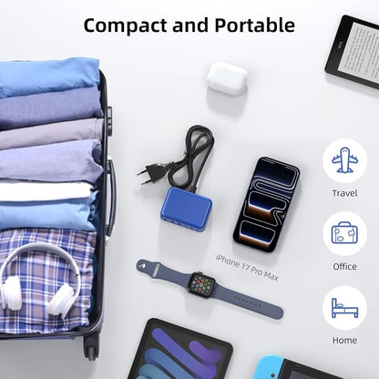 100W 6 in 1 USB Charger, 50% Smaller Charging Station for Multiple Devices | Fast Charging Blocks with Type C Port, USB Charging Hub Organizer Multiport Power Strip for iPhone,Samsung,Ipad,Kindle,Travel
