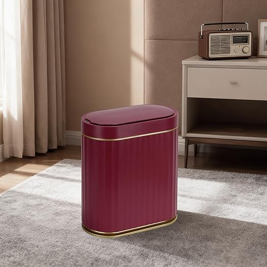 ELPHECO 2 Gallon Sensor Trash Can, Automatic Lid, Burgundy Gold