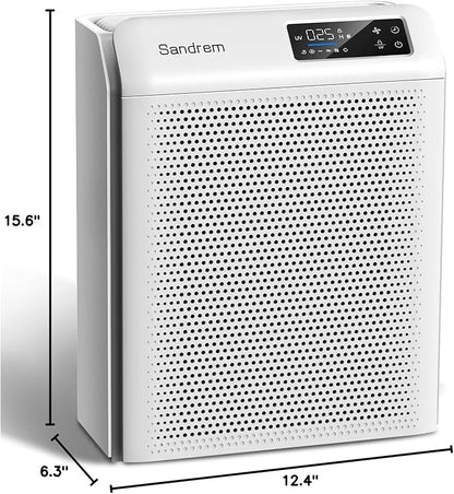 Sanderm Air Purifier for Home HEPA 13 Filter with Particle Sensor | 300 CADR, Room Dust Eliminator|4 Speeds & 24H Timer & Child Lock (Ganymade)