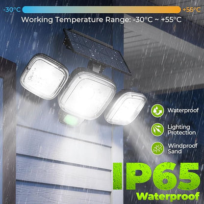 6000mAh Solar Motion Sensor Outdoor Lights with 3 Modes