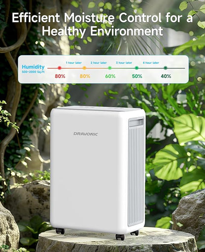 2000 Sq. Ft Dehumidifier for Basement, 30 Pint Dehumidifiers for Home, Bedroom and Bathroom, 3 Modes Dehumidifier with Drain Hose, Smart Humidity Control, 24H Timer (White and Gray)