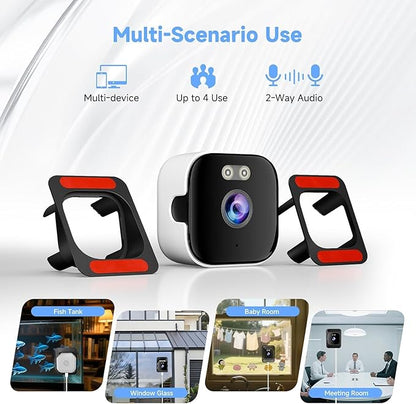 4K Window Security Camera for Home: 2.4GHz&5GHz WiFi Window Camera with Dual-Light Color Night Vision - Indoor Window Cam with Motion Detection for Home Security - with 2 Multiple Angles Window Mounts