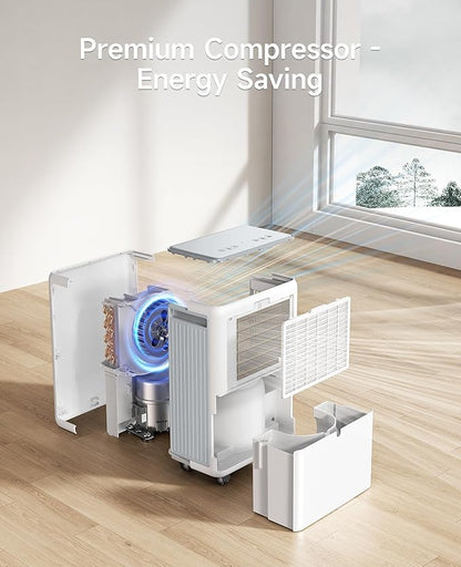 30 Pints Dehumidifier for Basement, 2000 Sq. Ft Dehumidifiers for Home with Drain Hose, Quiet Smart Humidity Control for Bedroom Bathroom with Auto Shut Off, 24H Timer