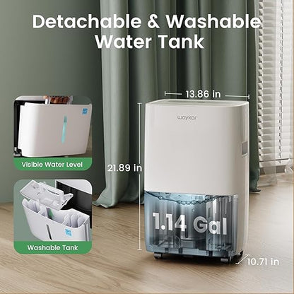 Waykar 80 Pints 2025 Energy Star Dehumidifier for Spaces up to 5,000 Sq. Ft for Basement and Home, Large Room with Drain Hose and 1.14 Gallons Water Tank