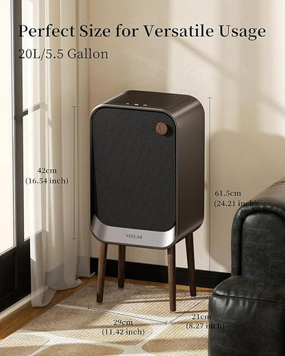 Motion Sensor Trash Can - Automatic Touchless 5.5 Gallon / 20L Garbage Bin with Lid, Quiet Auto Open/Close Office/Bedroom Trash Can for Living Room (Grey)