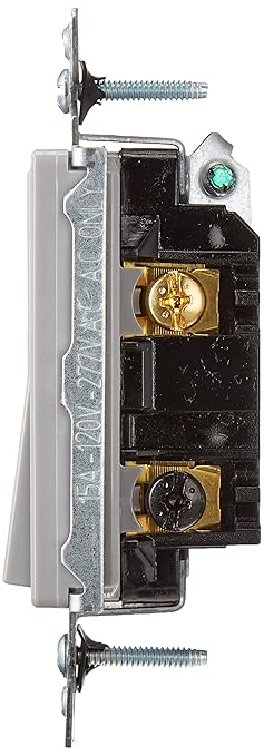 Leviton 15 Amp, 120/277 Volt, Decora Rocker 3-Way AC Quiet Switch, Residential Grade, Grounding, 5603-2GY, Gray