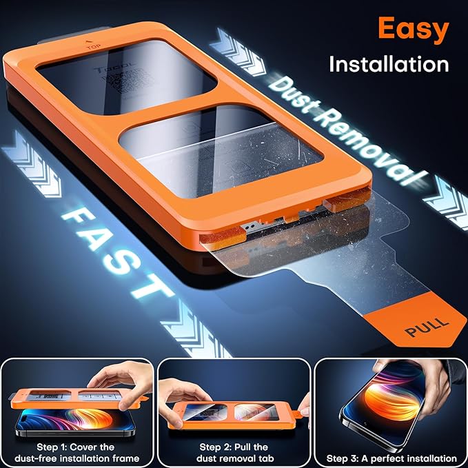 TOCOL for iPhone 16 Screen Protector, Full Coverage 9H Hardness Easy Installation Military Grade Shatterproof HD Tempered Glass Case Friendly 2 Pack