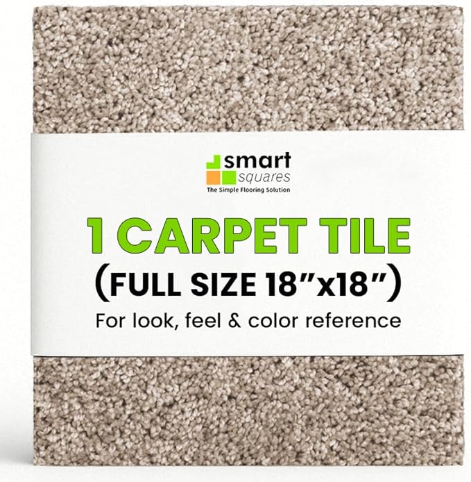 Smart Squares Easy Street Premium Plush Carpet Tiles, Made in USA – 18x18 Peel and Stick Floor Tiles with Attached Padding – Seamless DIY Carpet Squares (2.5 Sq Ft, 1 Tile, 4032 Casa Marina)